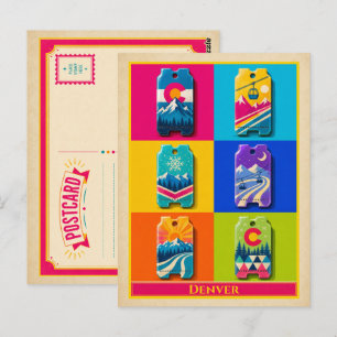 Denver ansichtkaart Colorado Ski Ticket vintage Briefkaart