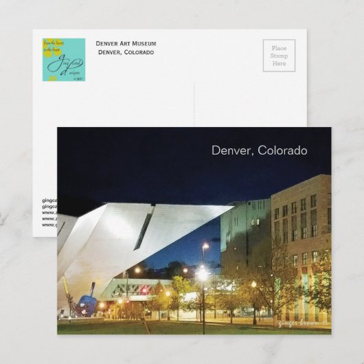 Denver Art Museum , nieuw en oud Briefkaart (Voorkant / Achterkant)