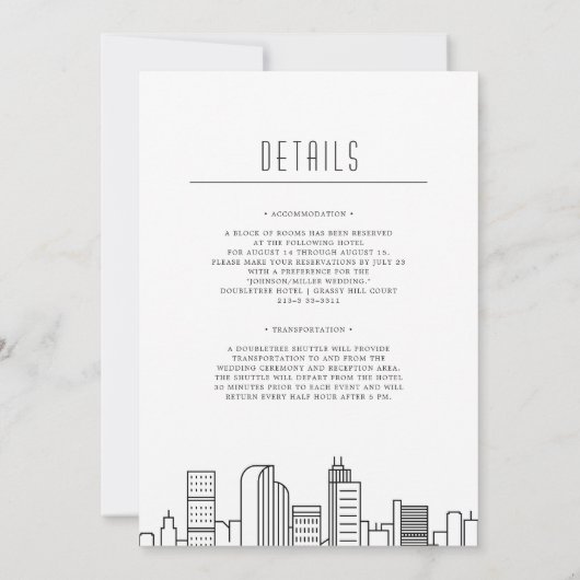 Denver + Bergen | Gestileerde skyline bruiloft Kaart (Achterkant)