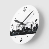 Denver Black White skyline decoration wall klok (Hoek)