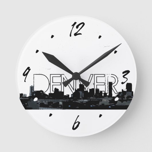 Denver Black White skyline decoration wall klok (Voorkant)