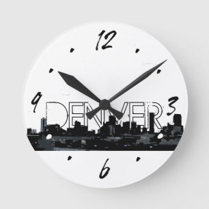 Denver Black White skyline decoration wall klok