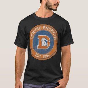 Denver Broncos Vintage Cirkel Embleem Logo Opgeric T-shirt