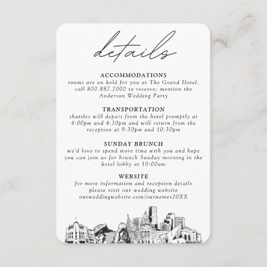 Denver Bruiloft Details Behuizing Kaart (Voorkant)