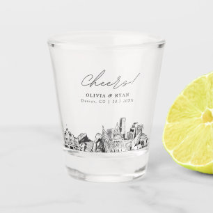 Denver bruiloft gunst gepersonaliseerd gejuich shot glas