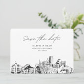Denver Bruiloft Modern Save the Date Kaart (Staand voorkant)