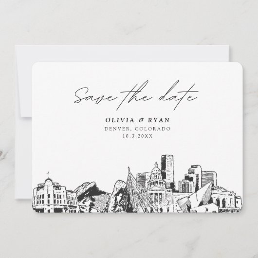 Denver Bruiloft Modern Save the Date Kaart (Voorkant)