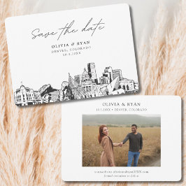 Denver Bruiloft Modern Save the Date Kaart