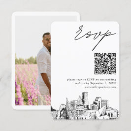Denver Bruiloft Moderne RSVP QR Code Informatiekaartje