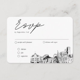 Denver Bruiloft Traditionele RSVP Maaltijd Optie Informatiekaartje