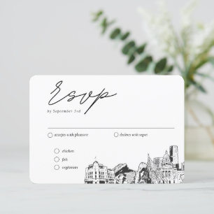 Denver Bruiloft Traditionele RSVP Maaltijd Optie Informatiekaartje