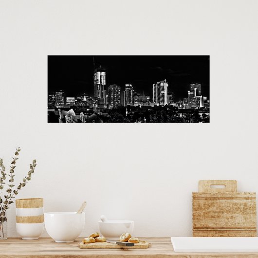 Denver by Night in Black en White Poster (Keuken)