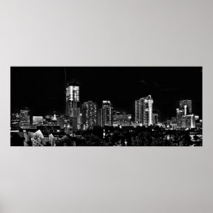 Denver by Night in Black en White Poster