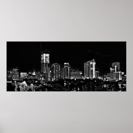 Denver by Night in Black en White Poster (Voorkant)
