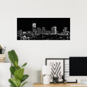 Denver by Night in Black en White Poster (Thuiskantoor)