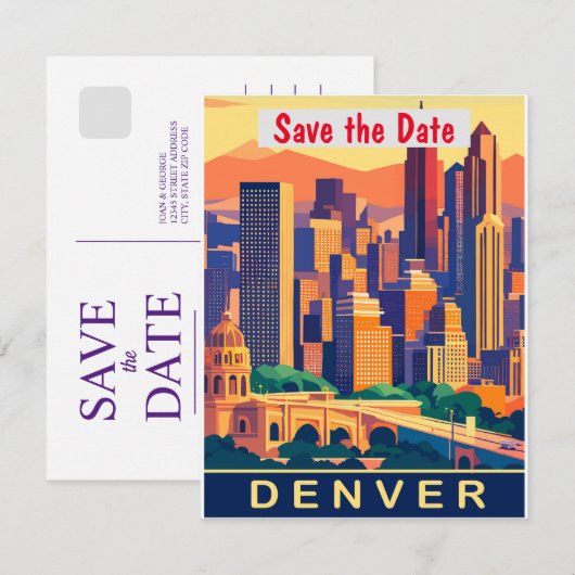 Denver, City Skyline, Colorado Save The Date (Voorkant / Achterkant)