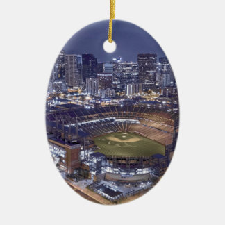 Denver City Skyline en Coors Field bij nacht Keramisch Ornament