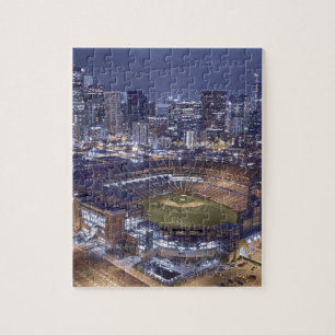 Denver City Skyline en Coors Field bij nacht Legpuzzel