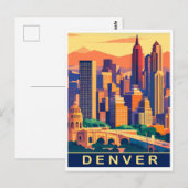 Denver, City Skyline, Reizen Briefkaart (Voorkant / Achterkant)