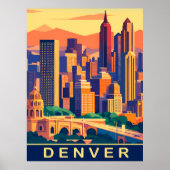 Denver, City Skyline, Reizen Poster (Voorkant)