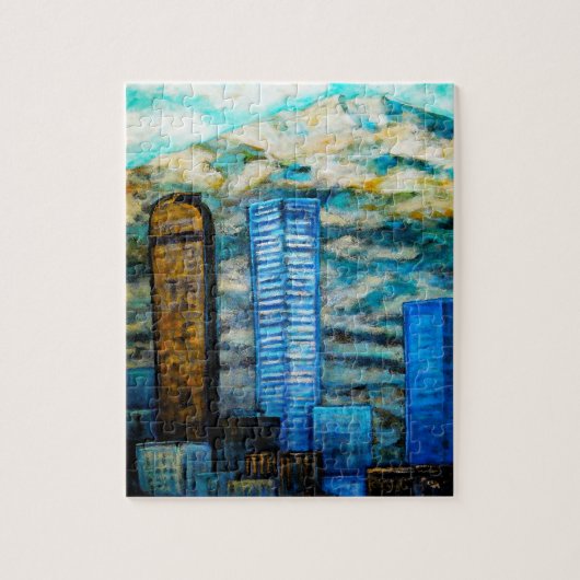 Denver Cityscape Painting, Fine Art Puzzle Legpuzzel (Verticaal)