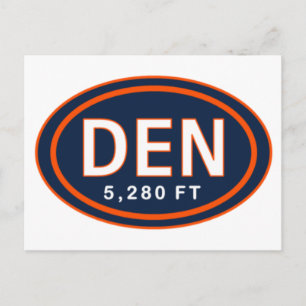 Denver CO 5,280 FT Blauw & Sinaasappel Football Br Briefkaart