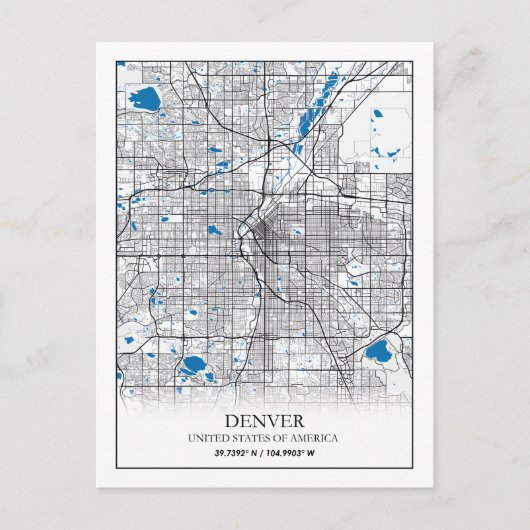 Denver CO Colorado USA Travel City Map Briefkaart (Voorkant)