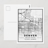 Denver CO Colorado USA Travel City Map Briefkaart (Voorkant / Achterkant)