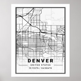 Denver CO Colorado USA Travel City Map Poster