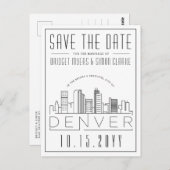 Denver, Co | Gestileerde skyline De datum opslaan Briefkaart (Voorkant / Achterkant)