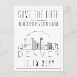 Denver, Co | Gestileerde skyline De datum opslaan Briefkaart