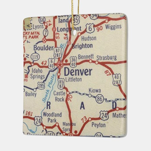 Denver CO  Map Keramisch Ornament (Links)