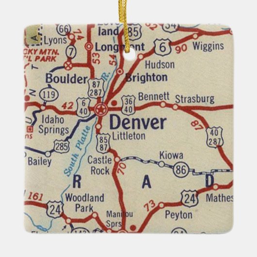 Denver CO  Map Keramisch Ornament (Voorkant)