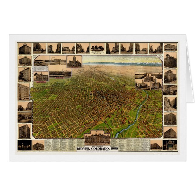 Denver, CO Panoramic Map - 1908 (Voorkant Horizontaal)