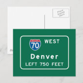 Denver, CO Road Sign Briefkaart (Voorkant / Achterkant)
