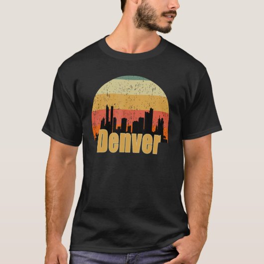 Denver Co Skyline Silhouette Sunset I Love Denver T-shirt (Voorkant)