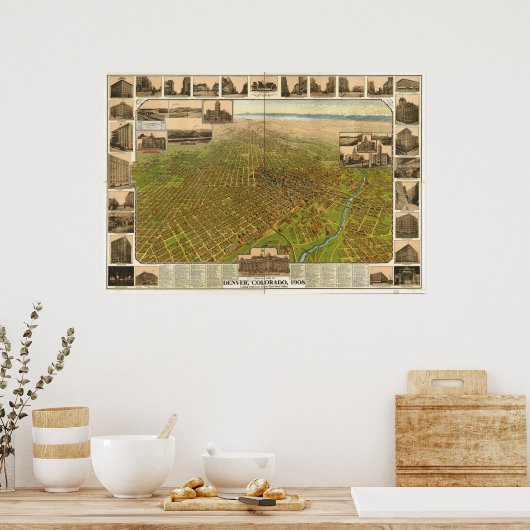 Denver Colorado 1908 Panoramic Map Poster (Keuken)