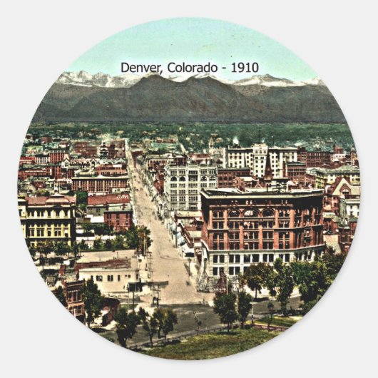 Denver, Colorado - 1910, schilderachtig foto Ronde Sticker (Voorkant)