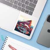 Denver Colorado 3 inch Vinyl Sticker (Laptop met iPhone)