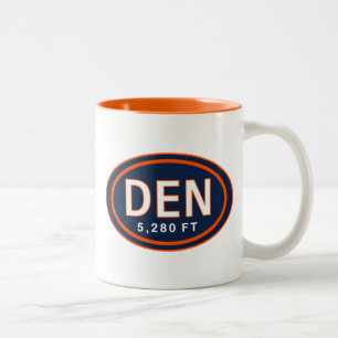 Denver Colorado 5,280 FT Blauw Sinaasappel Footbal Tweekleurige Koffiemok