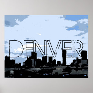 Denver Colorado artistieke skyline poster