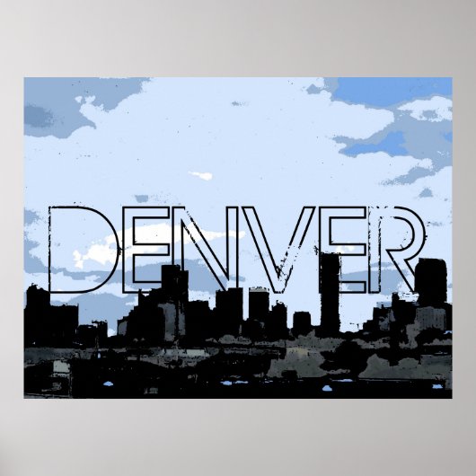 Denver Colorado artistieke skyline poster (Voorkant)