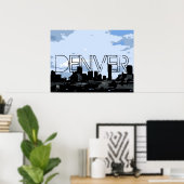Denver Colorado artistieke skyline poster (Thuiskantoor)