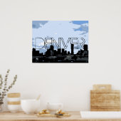 Denver Colorado artistieke skyline poster (Keuken)