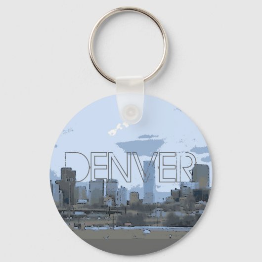 Denver Colorado artistieke skyline sleutelhanger (Voorkant)