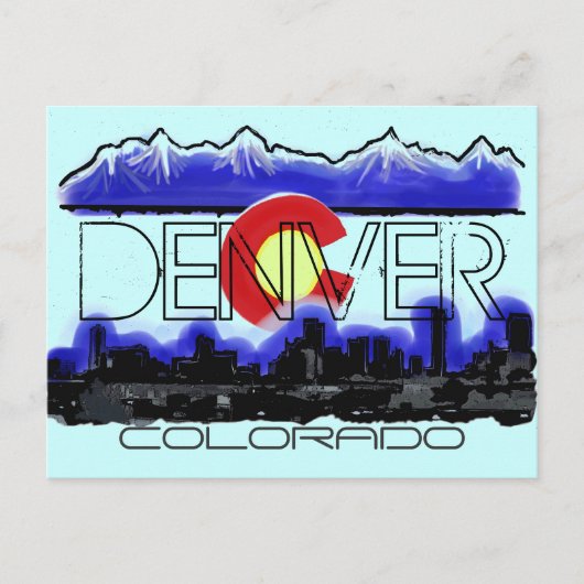 Denver Colorado artistieke skyline vlag briefkaart (Voorkant)