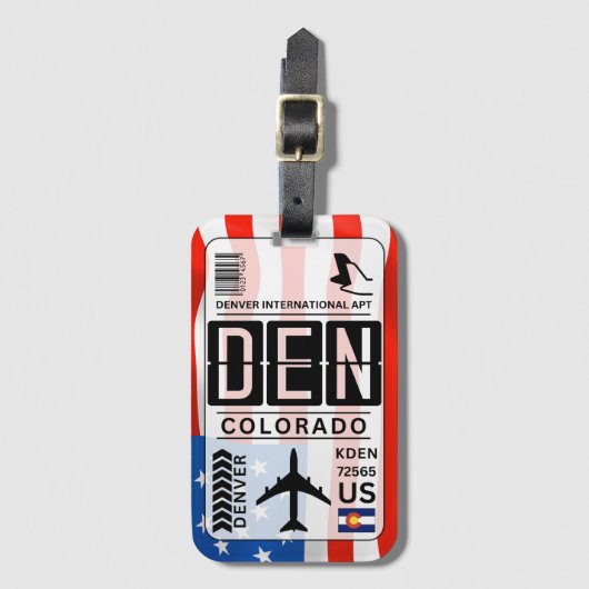 Denver Colorado Bagagelabel (Voorkant (verticaal))