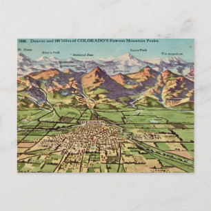 Denver & Colorado Bergen Kaart Ansichtkaart