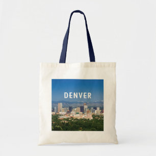 Denver Colorado binnenstad skyline en bergen Tote Bag
