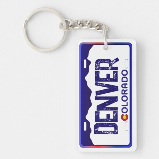 Denver Colorado blauw licentie bord sleutelhanger (Voorkant)